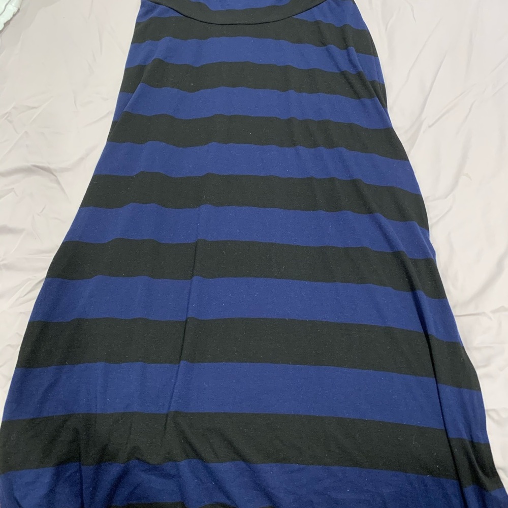Black and blue stripe maternity maxi skirt